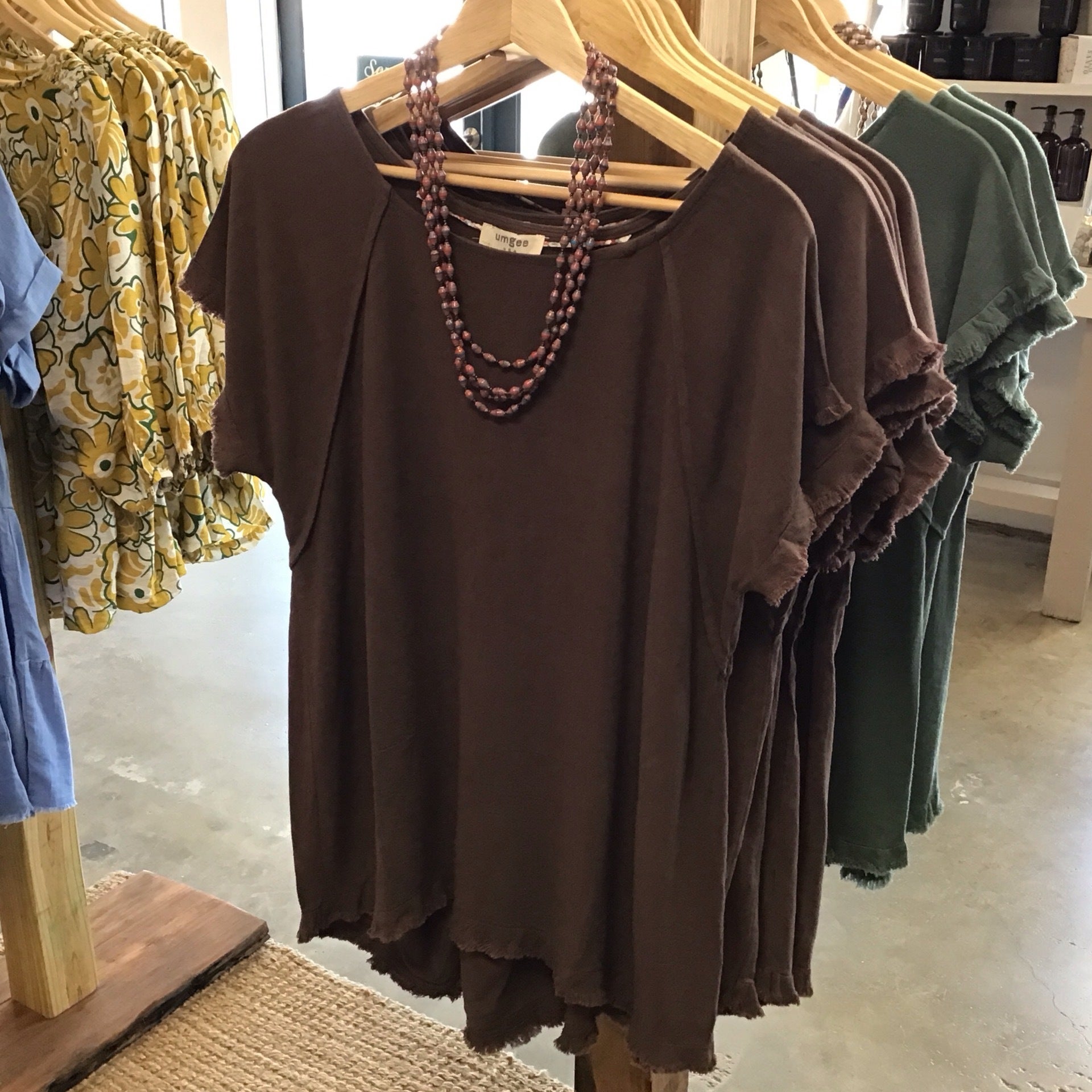 Umgee Basic Top Brown C1819 The Owl Wine Bar Home Goods Store Elgin Dry Goods
